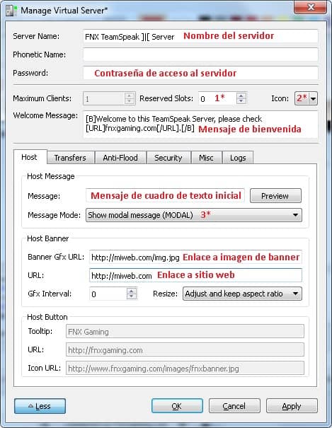 TeamSpeak 3 Manage Virtual Server